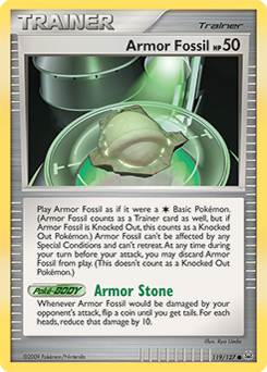 Common Pokémon card Armor Fossil 119/127 from Platinuim expansion