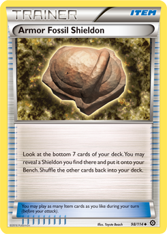 Uncommon Pokémon card Armor Fossil Shieldon 98/114 from Steam Siege expansion