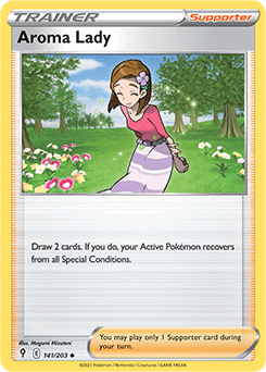 Uncommon Pokémon card Aroma Lady 141/203 from Evolving Skies expansion