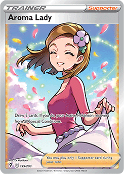 Full Art Trainer Pokémon card Aroma Lady 199/203 from Evolving Skies expansion