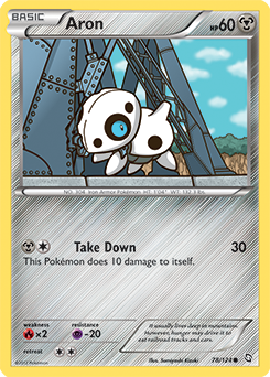 Common Pokémon card Aron 78/124 from Dragons Exalted expansion