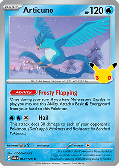 Common Pokémon card Articuno 018/128 from 30th Celebration expansion