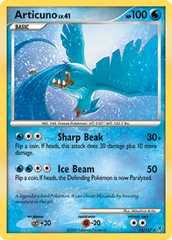 Rare Pokémon card Articuno 16/147 from Supreme Victors expansion