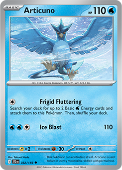 Uncommon Pokémon card Articuno 32/159 from Journey Together expansion