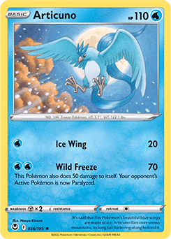 Rare Holo Pokémon card Articuno 036/195 from Silver Tempest expansion