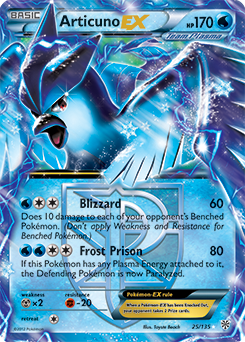 Pokémon EX Pokémon card Articuno EX 25/135 from Plasma Storm expansion