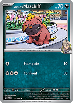Common Pokémon card Arven's Maschiff 138/182 from Destined Rivals expansion