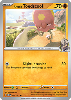Common Pokémon card Arven's Toedscool 109/182 from Destined Rivals expansion