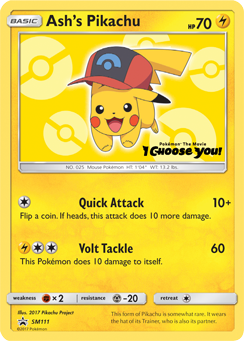 Ash's Pikachu SM111 Pokémon card from Sun and Moon Promos for sale at best price