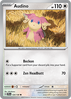 Common Pokémon card Audino 124/159 from Journey Together expansion