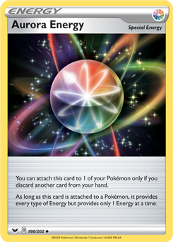 Uncommon Pokémon card Aurora Energy 186/202 from Sword & Shield expansion