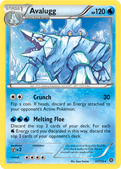 Rare Pokémon card Avalugg 37/114 from Steam Siege expansion