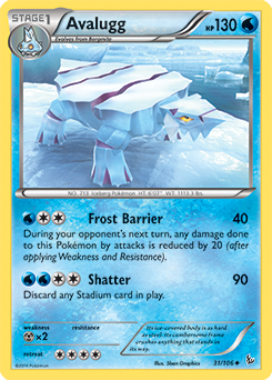Uncommon Pokémon card Avalugg 31/106 from Flashfire expansion