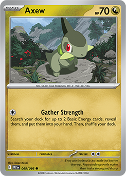 Common Pokémon card Axew 68/86 from Black Bolt expansion