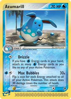 Carte Pokémon Peu commune Azumarill 30/100 de la série Ex Tempête de Sable