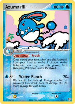 Rare Holo Pokémon card Azumarill 1/109 from Ex Team Rocket Returns expansion