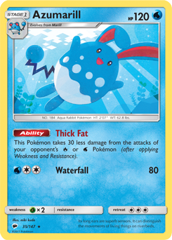 Azumarill 35/147 Pokémon card from Burning Shadows for sale at best price