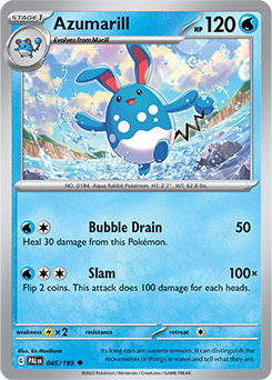 Uncommon Pokémon card Azumarill 045/193 from Paldea Evolved expansion