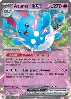 Carte Pokémon Double rare Azumarill ex 84/217 de la série Héros Transcendants