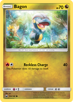 Common Pokémon card Bagon 104/168 from Celestial Storm expansion