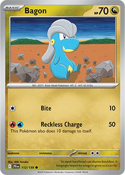 Common Pokémon card Bagon 112/159 from Journey Together expansion