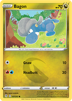 Common Pokémon card Bagon 107/203 from Evolving Skies expansion
