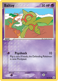 Common Pokémon card Baltoy 52/101 from Ex Hidden Legends expansion
