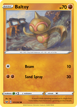 Common Pokémon card Baltoy 101/202 from Sword & Shield expansion