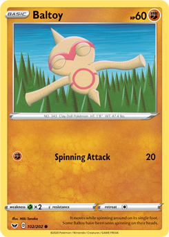 Baltoy 102/202 Pokémon card from Sword & Shield for sale at best price