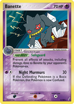 Rare Holo Pokémon card Banette 1/100 from Ex Crystal Guardians expansion