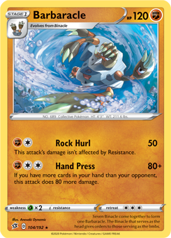 Barbaracle 104/192 Pokémon card from Rebel Clash for sale at best price