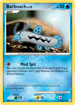 Common Pokémon card Barboach 72/123 from Mysterious Treasures expansion