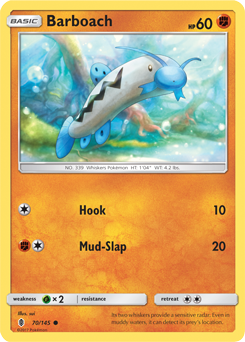 Common Pokémon card Barboach 70/145 from Guardians Rising expansion