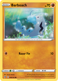 Common Pokémon card Barboach 99/192 from Rebel Clash expansion