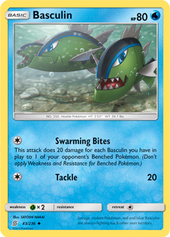 Uncommon Pokémon card Basculin 43/236 from Unified Minds expansion