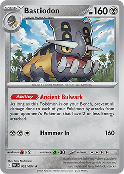 Carte Pokémon Rare Bastiodon 62/84 de la série Nuit Noire
