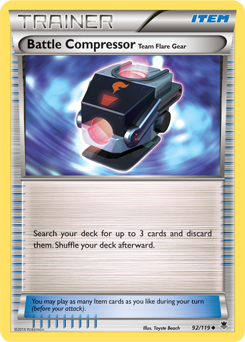 Uncommon Pokémon card Battle Compressor 92/119 from Phantom Forces expansion