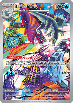 Illustration rare Pokémon card Baxcalibur 210/193 from Paldea Evolved expansion