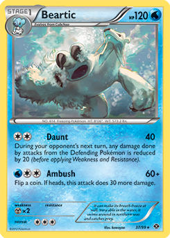 Rare Pokémon card Beartic 37/99 from Next Destinies expansion