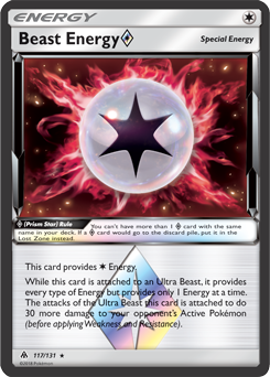 Prism Star Pokémon card Beast Energy 117/131 from Forbidden Light expansion