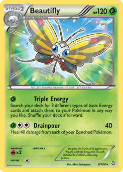 Rare Pokémon card Beautifly 8/124 from Dragons Exalted expansion