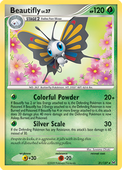 Rare Pokémon card Beautifly 21/127 from Platinuim expansion