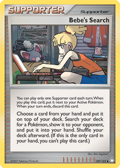 Uncommon Pokémon card Bebe's Search 109/123 from Mysterious Treasures expansion