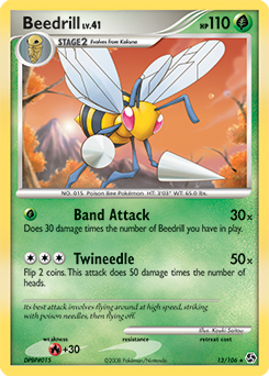 Rare Pokémon card Beedrill 13/106 from Great Encounters expansion