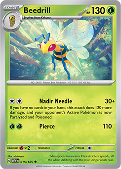 Rare Pokémon card Beedrill 15/165 from 151 expansion