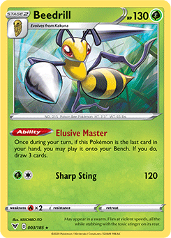 Rare Pokémon card Beedrill 003/185 from Vivid Voltage expansion