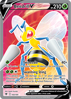 Full Art V Pokémon card Beedrill V 160/189 from Astral Radiance expansion