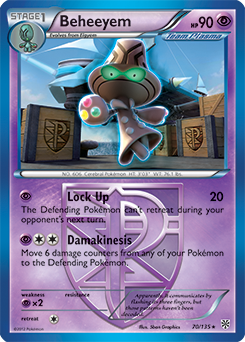 Rare Pokémon card Beheeyem 70/135 from Plasma Storm expansion