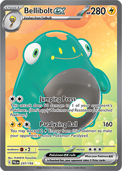 Ultra rare Pokémon card Bellibolt ex 237/193 from Paldea Evolved expansion