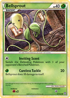 Common Pokémon card Bellsprout 57/102 from Triumphant expansion